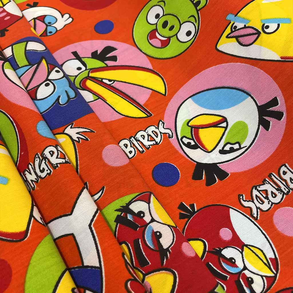پارچه ملحفه ای بچگانه طرح پرندگان خشمگین نارنجی