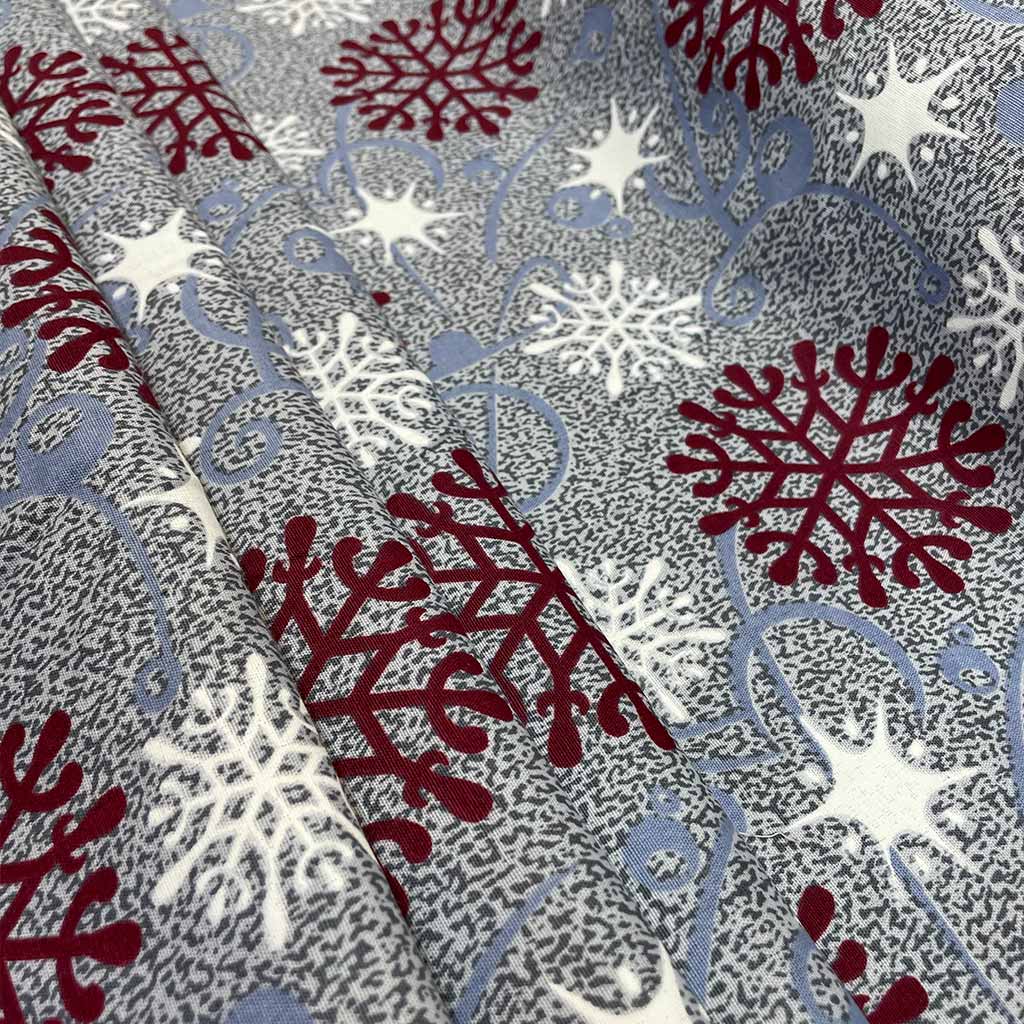 پارچه ملحفه ای طرح برف قرمز