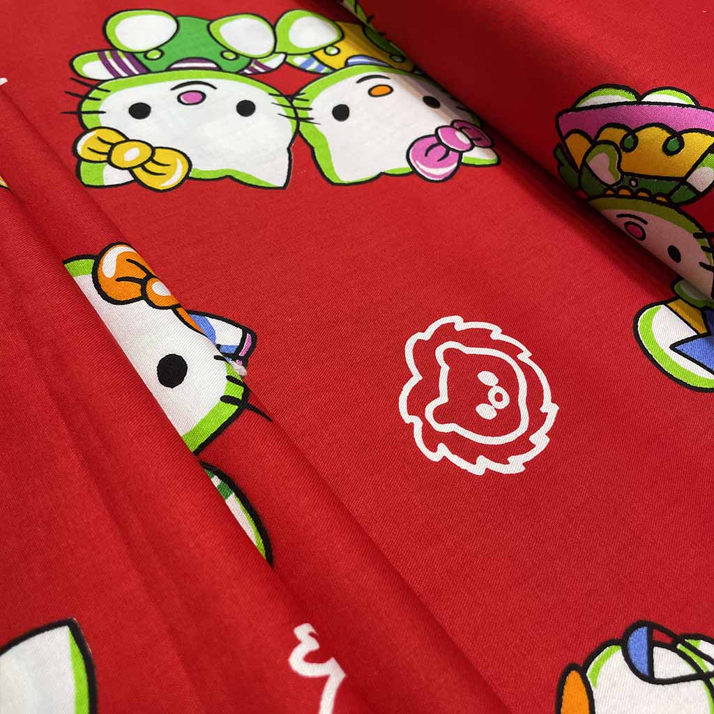 پارچه ملحفه ای طرح کیتی قرمز