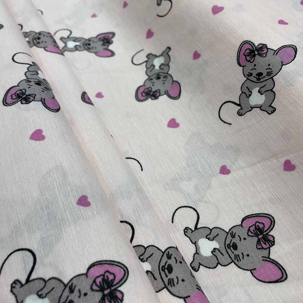 پارچه ملحفه ای طرح موش و قلب