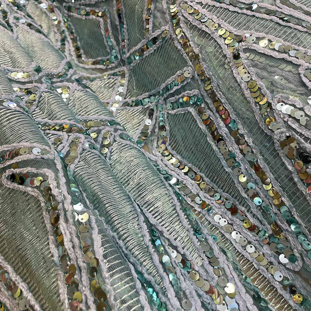 پارچه گیپور مجلسی طرحدار سبز