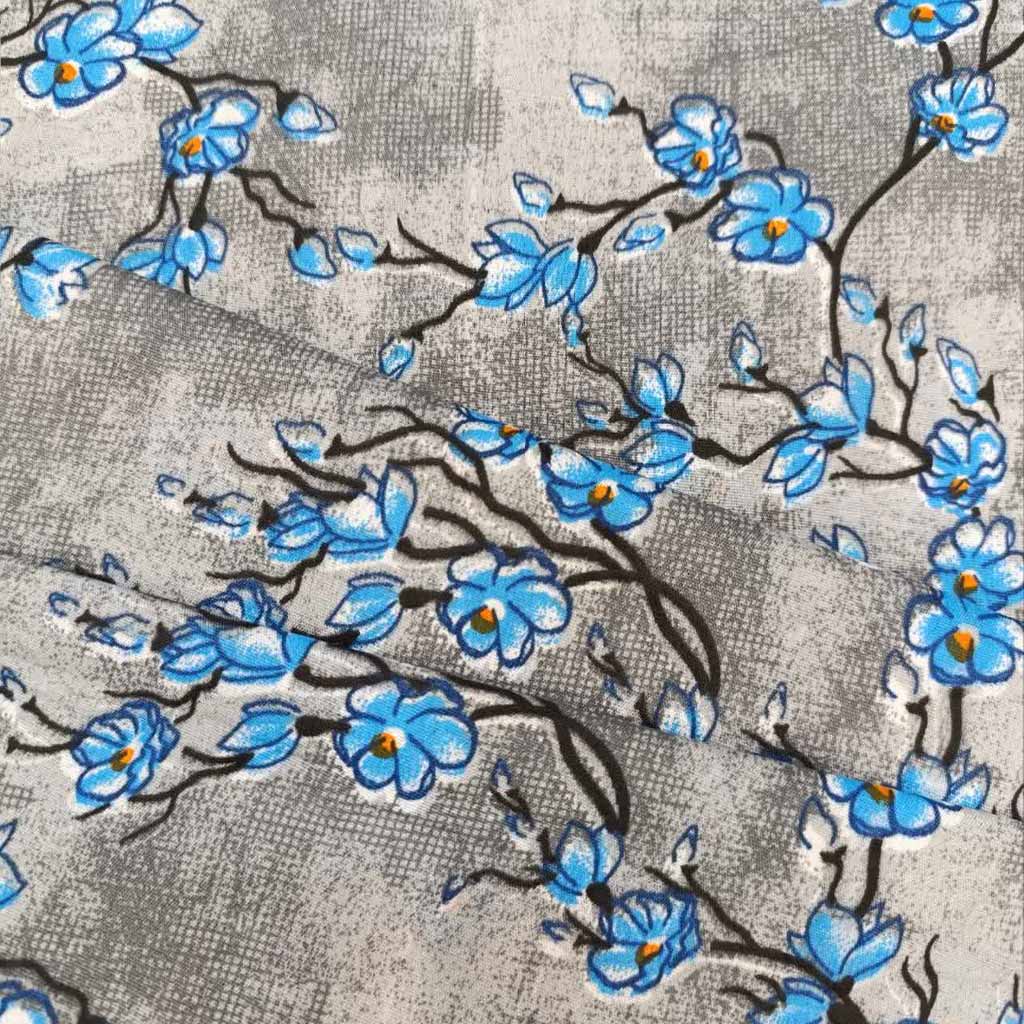 پارچه ملحفه ای طرح شکوفه آبی