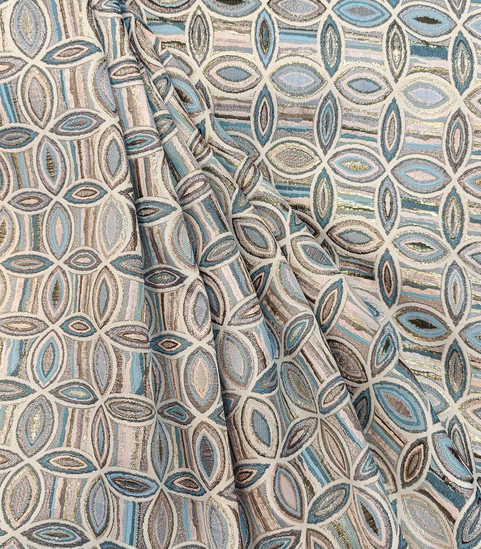 پارچه ژاکارد آبی طوسی