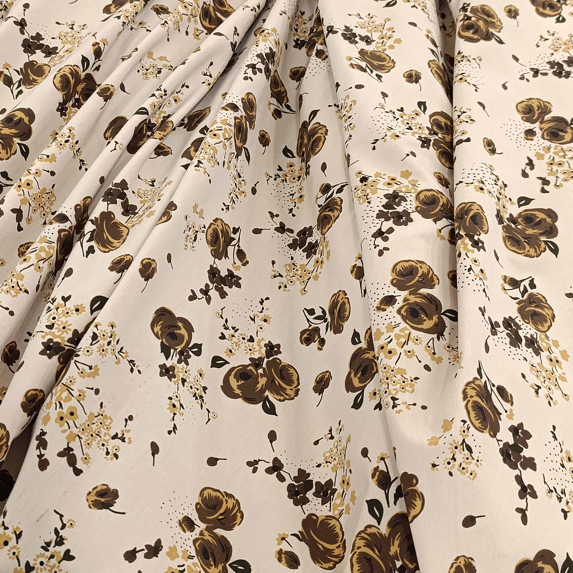 پارچه کتان کش طرح گل محمدی